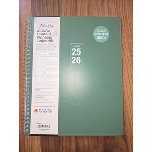 Blue Sky 2025-2026 Student Planner Calendar Weekly Monthly Agenda Green New